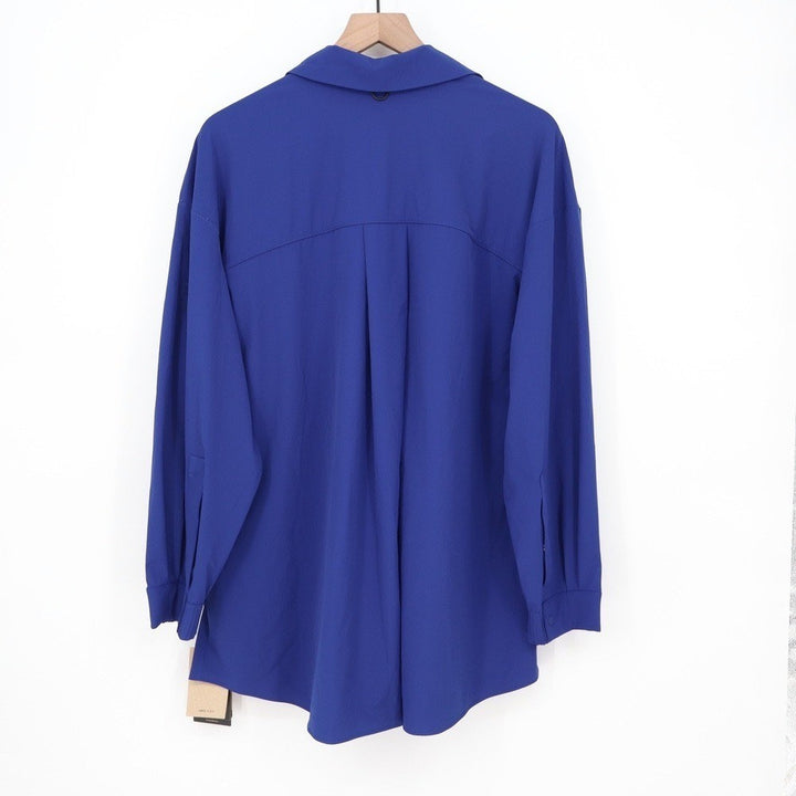 Nike 24.7 Dri-FIT Womens Oversized Long Sleeve Button Up Shirt Blue L