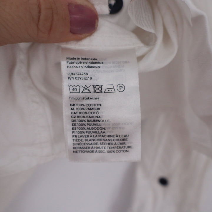 HM Slim Fit White Button Down Shirt Mens Small Long Sleeve Cotton 8