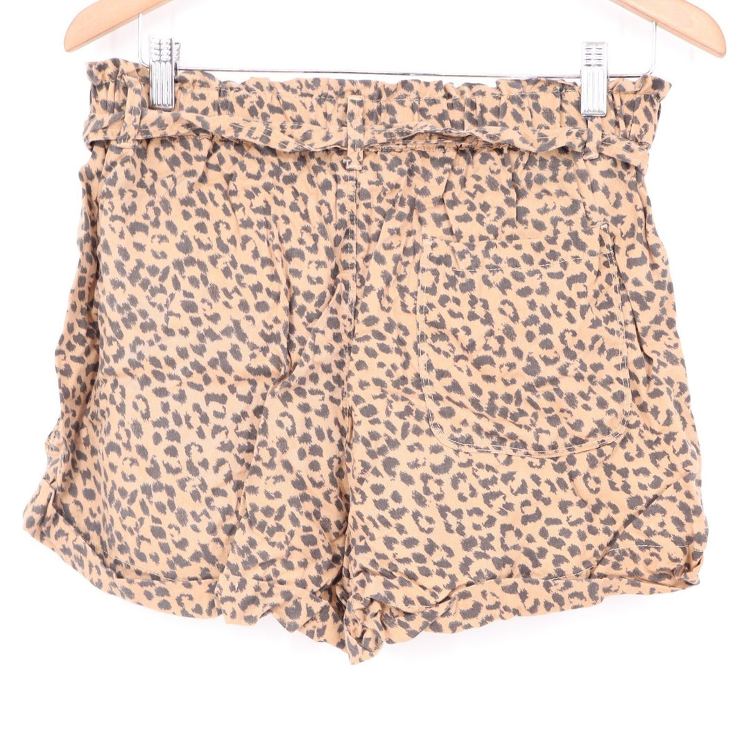 Aerie Leopard Print Paperbag Waist Shorts Brown Tan Animal Print Large KLE 4423