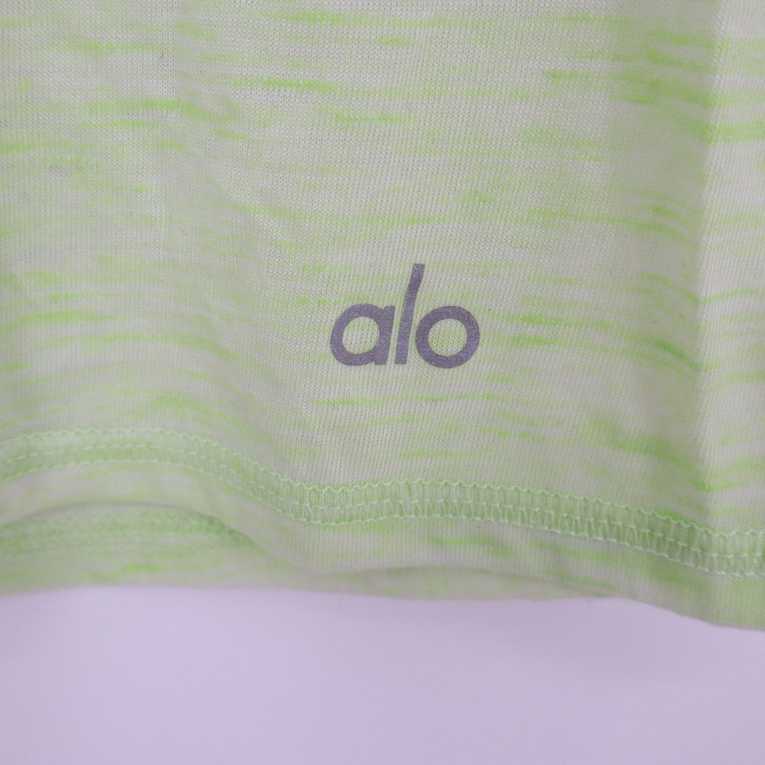 Alo Tank Top Womens M Space Dye Lime Green Deep Armhole Muscle Excellent