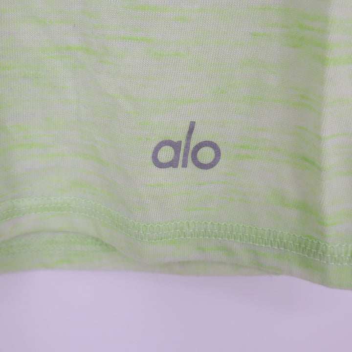 Alo Tank Top Womens M Space Dye Lime Green Deep Armhole Muscle Excellent
