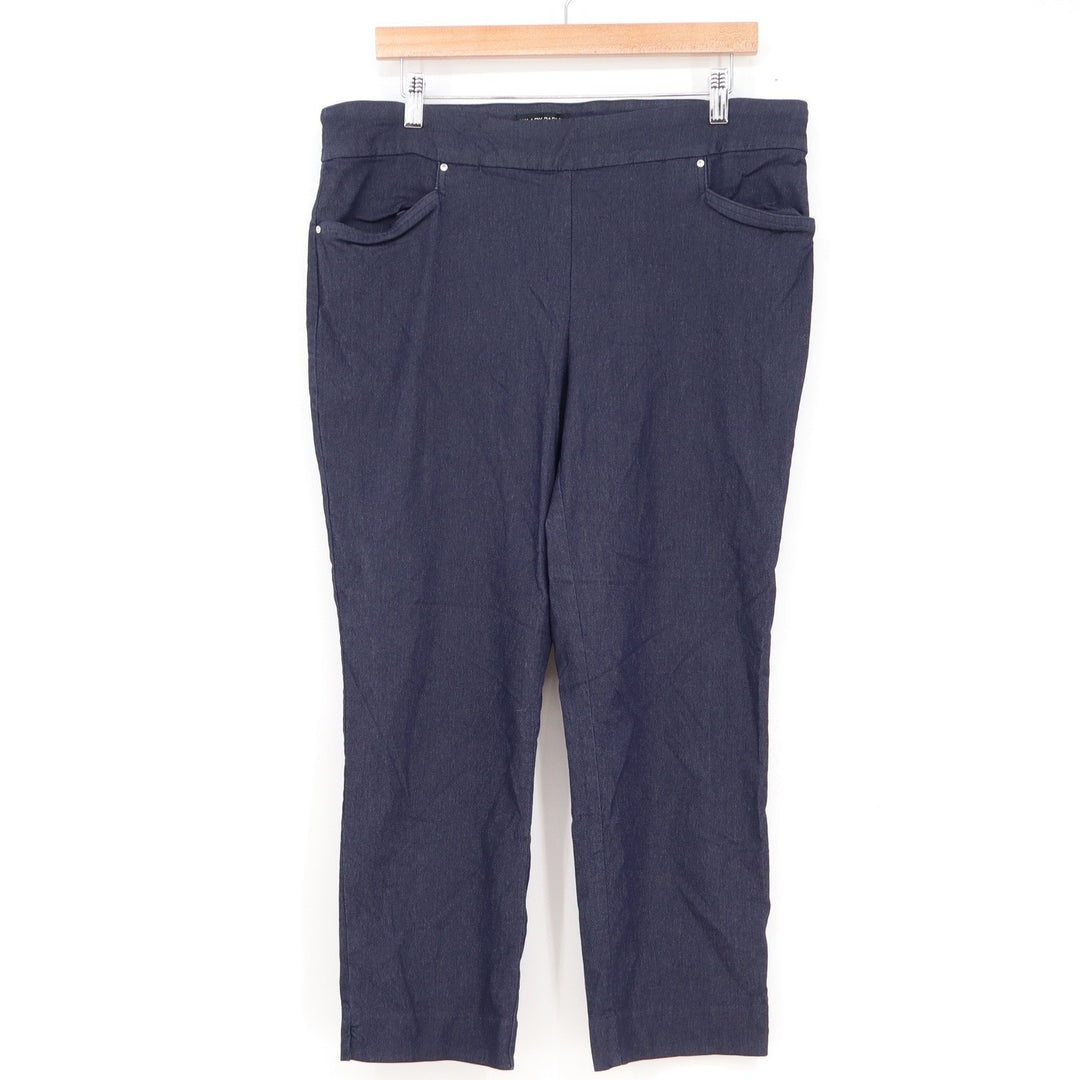 Hilary Radley Womens XL Navy Blue Pull On Straight Leg Cropped Stretch Pants