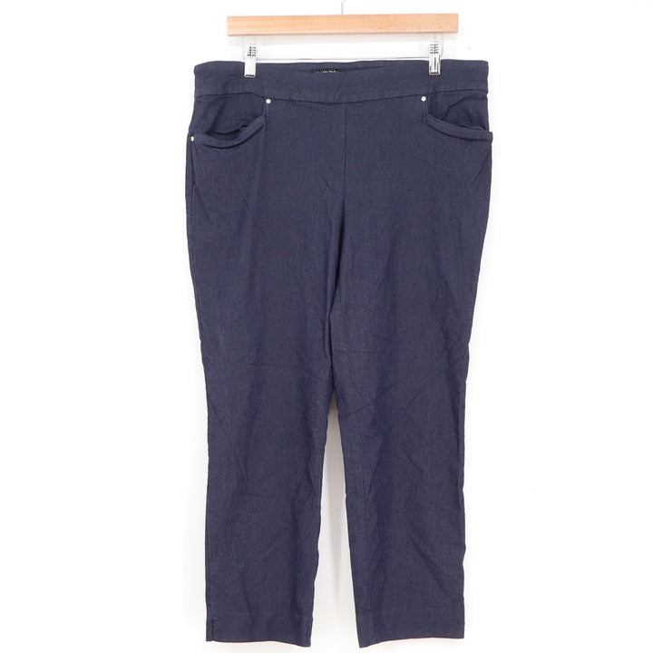 Hilary Radley Womens XL Navy Blue Pull On Straight Leg Cropped Stretch Pants