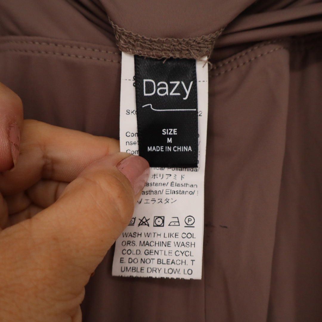 Dazy Mauve Brown Crossover V-Waist High Rise Athletic Leggings Womens Size M