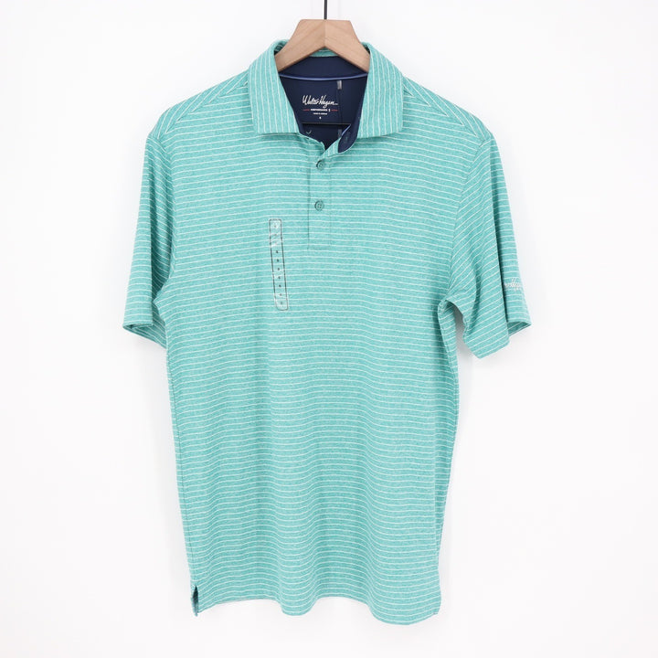 Walter Hagen Mens P11 Classic Stripe Polo Shirt Aquatic Teal White Small