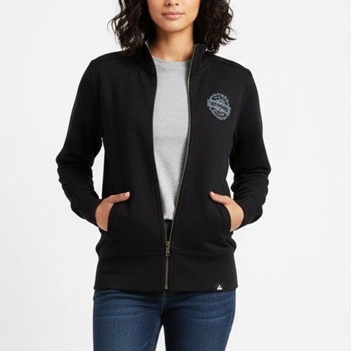 American Giant Moto Jacket Womens Large Black Full Zip Cotton Fleece Long Sleeve