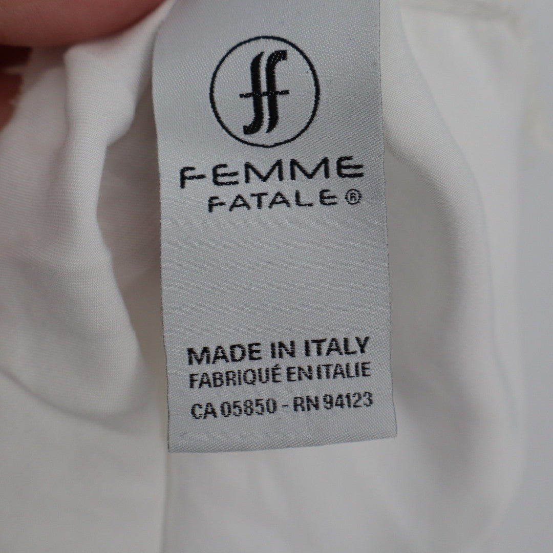 Femme Fatale White Lace Trim V Neck Cami Lingerie Top Made in Italy