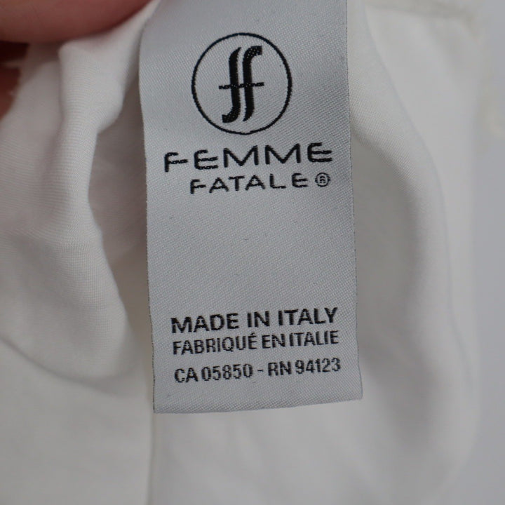 Femme Fatale White Lace Trim V Neck Cami Lingerie Top Made in Italy