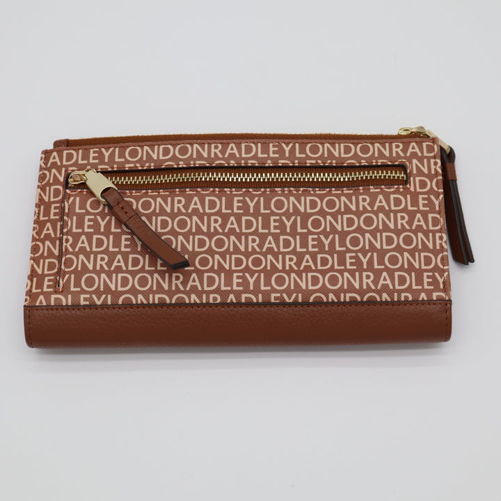 Radley London Women Brown Leather Detailing Logo Print Snap Bifold Wallet Clutch