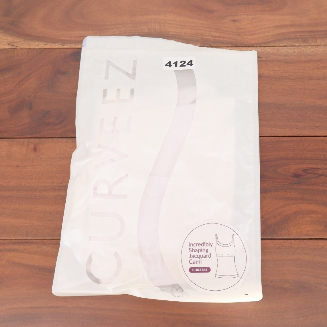 Curveez Incredibly Shaping Jacquard Cami XL White Spaghetti Straps Shapewear