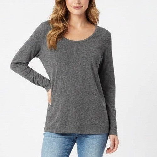 Duluth Trading T-Shirt Mens L Gray Knit Cotton Crew Neck Long Sleeve Pullover