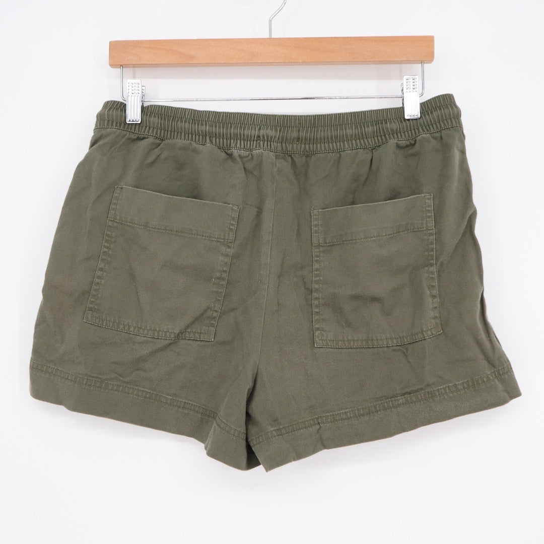 Lou & Grey Olive Green Lyocell Cotton Pull On Shorts Womens Medium Elastic Waist