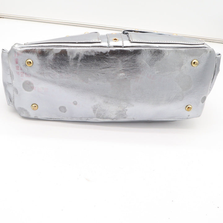 Unbranded Shoulder Bag Womens Large Y2K Metallic Silver Studded Pockets Good