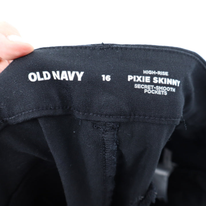 Old Navy Pixie Skinny High Rise Pants Black Ankle Trousers Size 16 SSA086