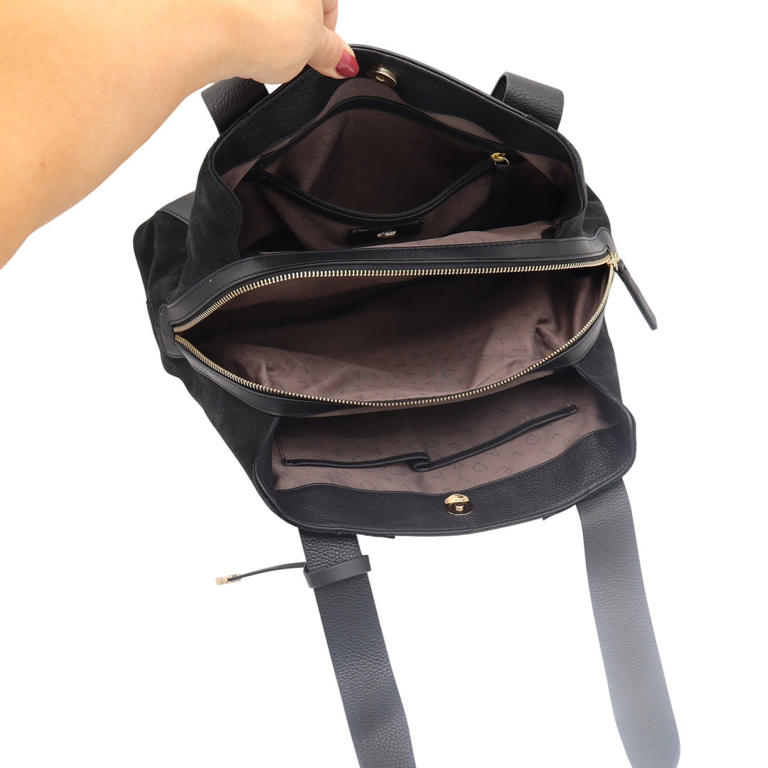 Radley London Tote Bag Womens Large Black Leather Suede Mixed Media Excellent