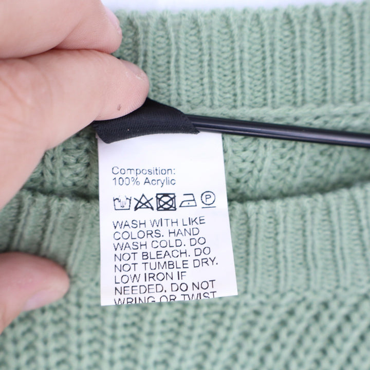 SHEIN Mint Green Shaker Knit Side Tie Lace Up Sweater Large Crew Neck Pullover