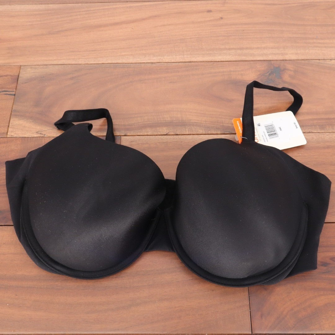 Warners No Side Effects T-Shirt Bra Women 38C Black Stretch Lightly Lined Padded