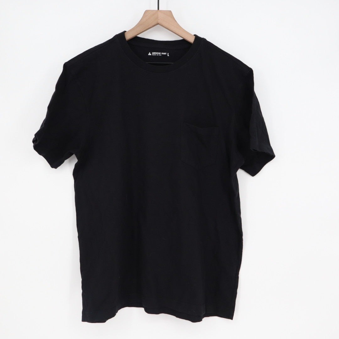 American Giant Mens Black Crew Neck Pocket T Shirt Size Large Made USA