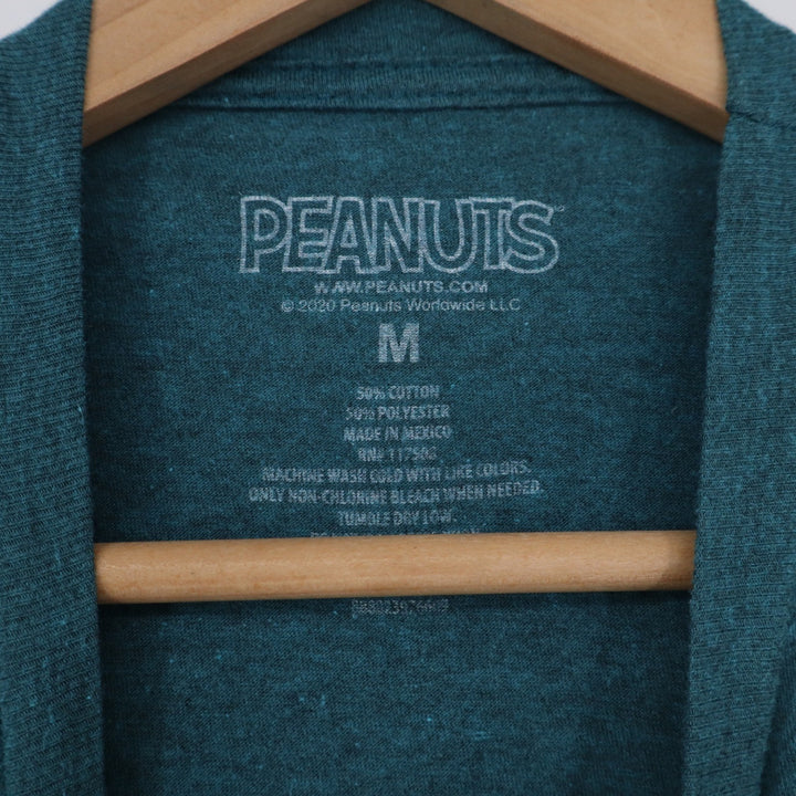 Peanuts Snoopy Please Don't Make Me Do Stuff Graphic Tee Teal Green Medium