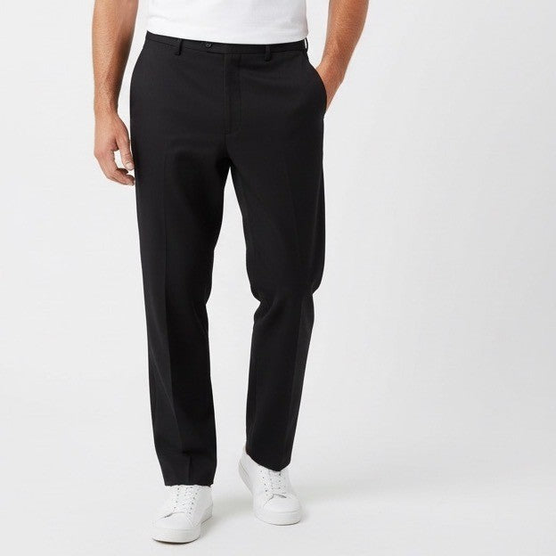 MTAILOR Mens Black Dress Pants Size 44x32 Flat Front Straight Leg Formal