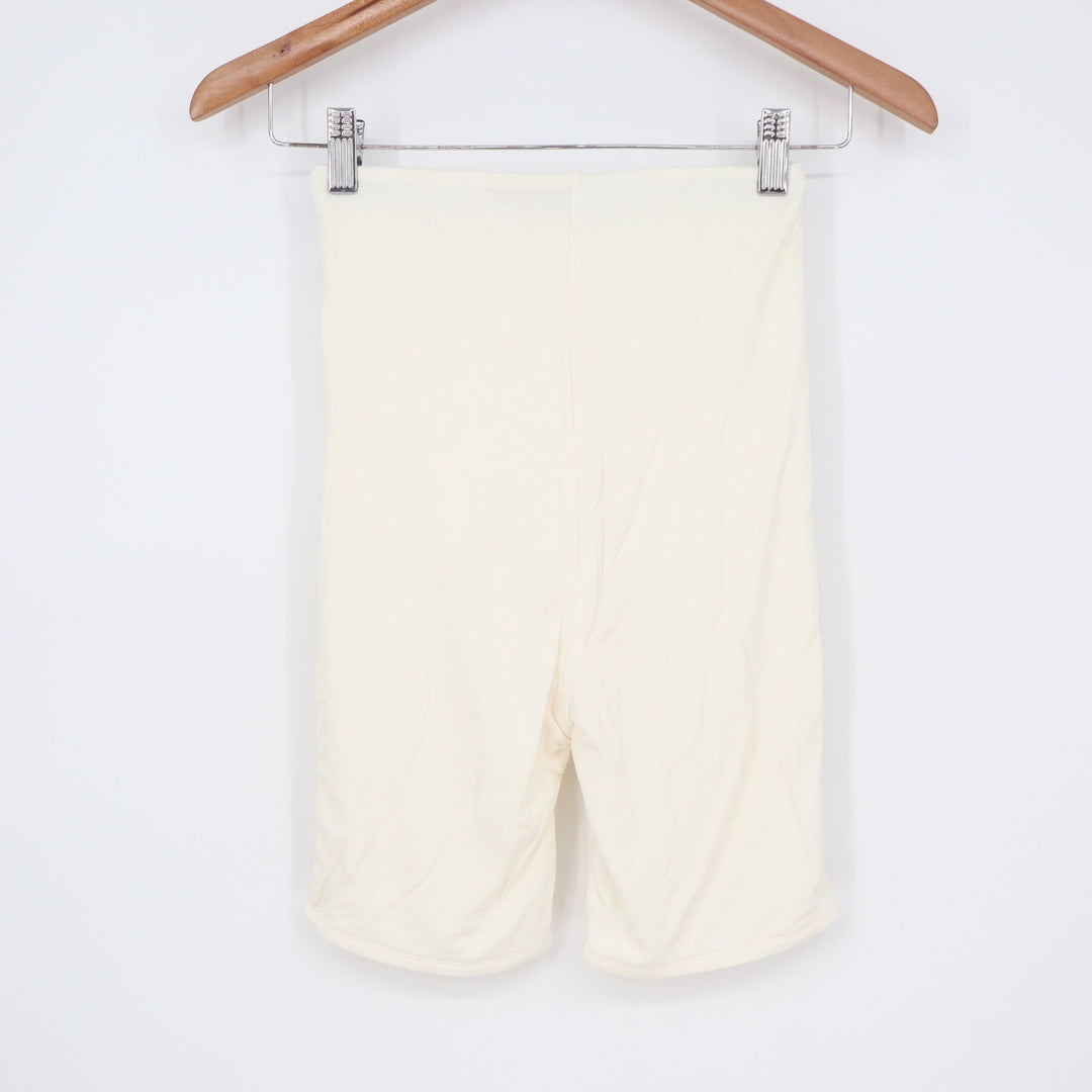 Naked Wardrobe Baby Mama Cream Biker Shorts Small Off-White