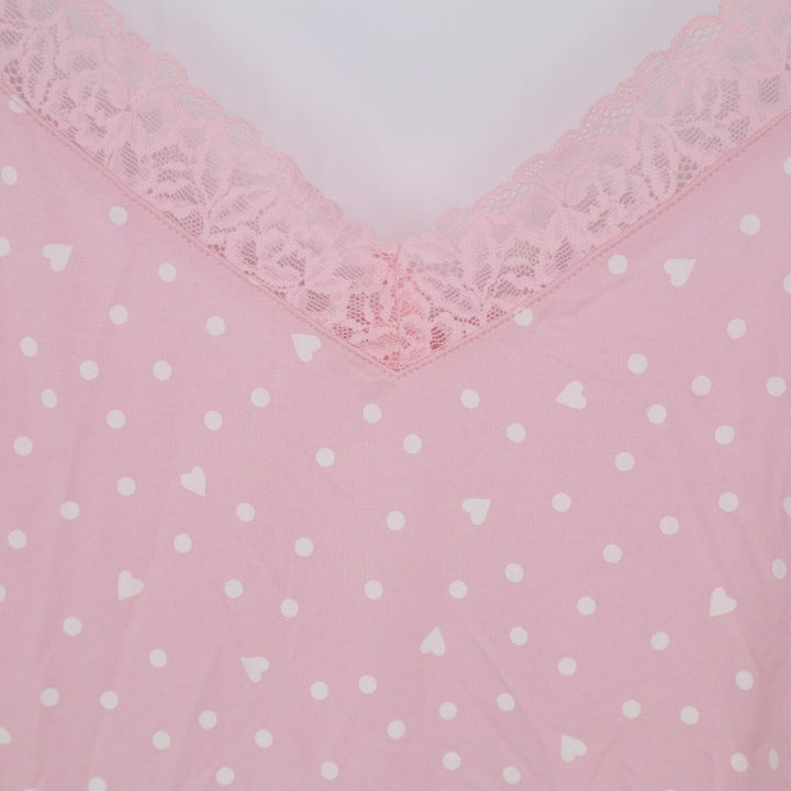 State Of Day Intimates Cami Top Womens L Pink Polka Dot Spaghetti Strap V-Neck