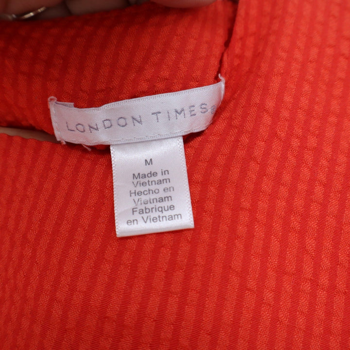 London Times Mens Orange Red Textured Tiered Sleeveless Babydoll Mini Dress M