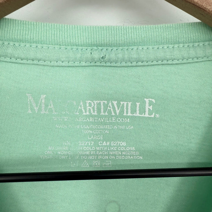 Margaritaville Graphic T Shirt Teal Palm Tree Island Vibes Large