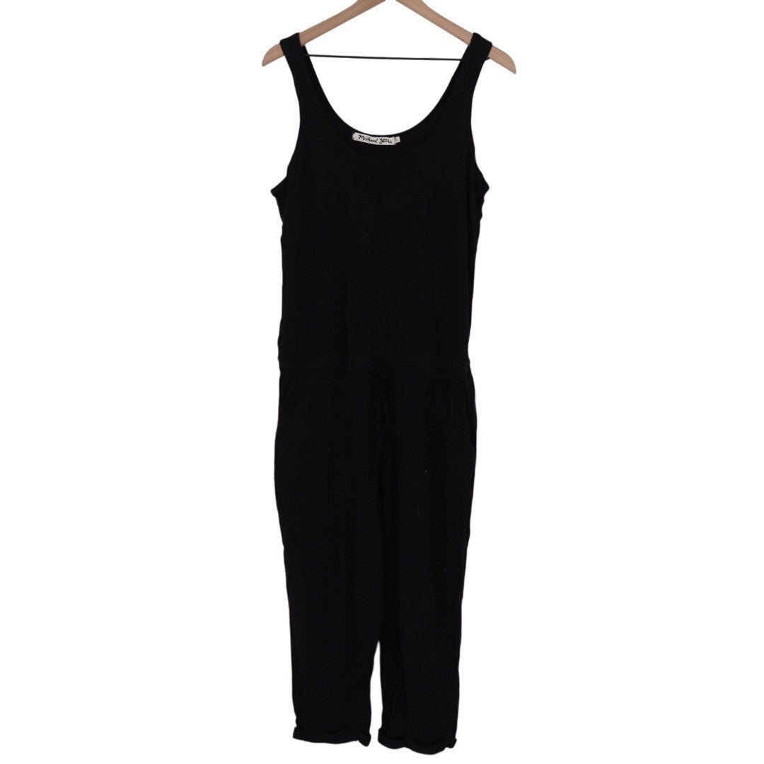 Michael Stars Black Ribbed Jumpsuit One Piece Wide Leg Size L