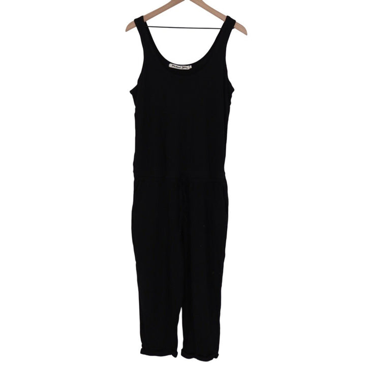 Michael Stars Black Ribbed Jumpsuit One Piece Wide Leg Size L
