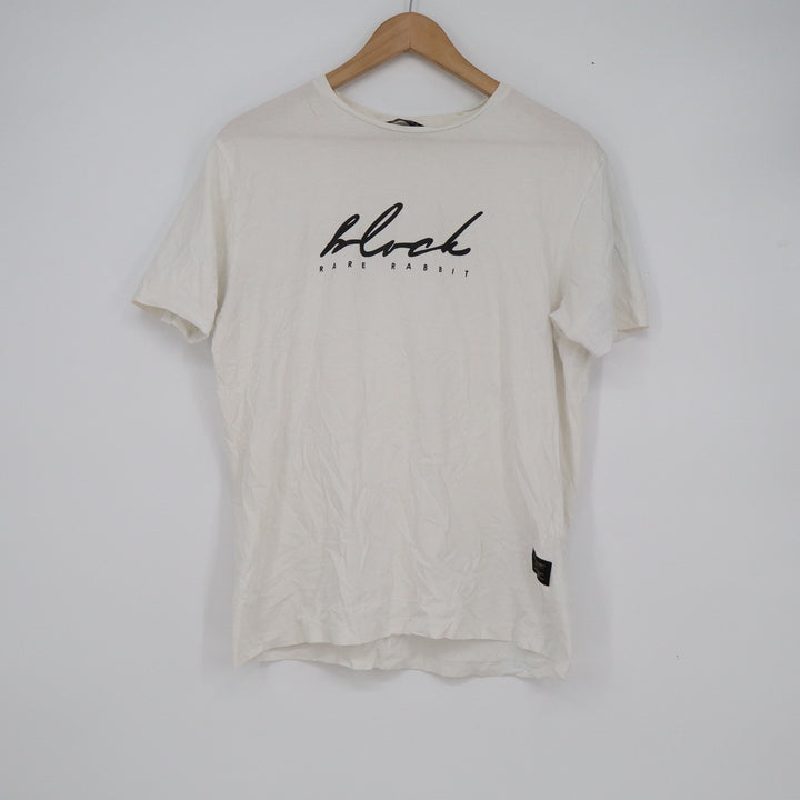 Rare Rabbit Gentleman Off White Liquid Cotton Graphic T-Shirt Mens Size M