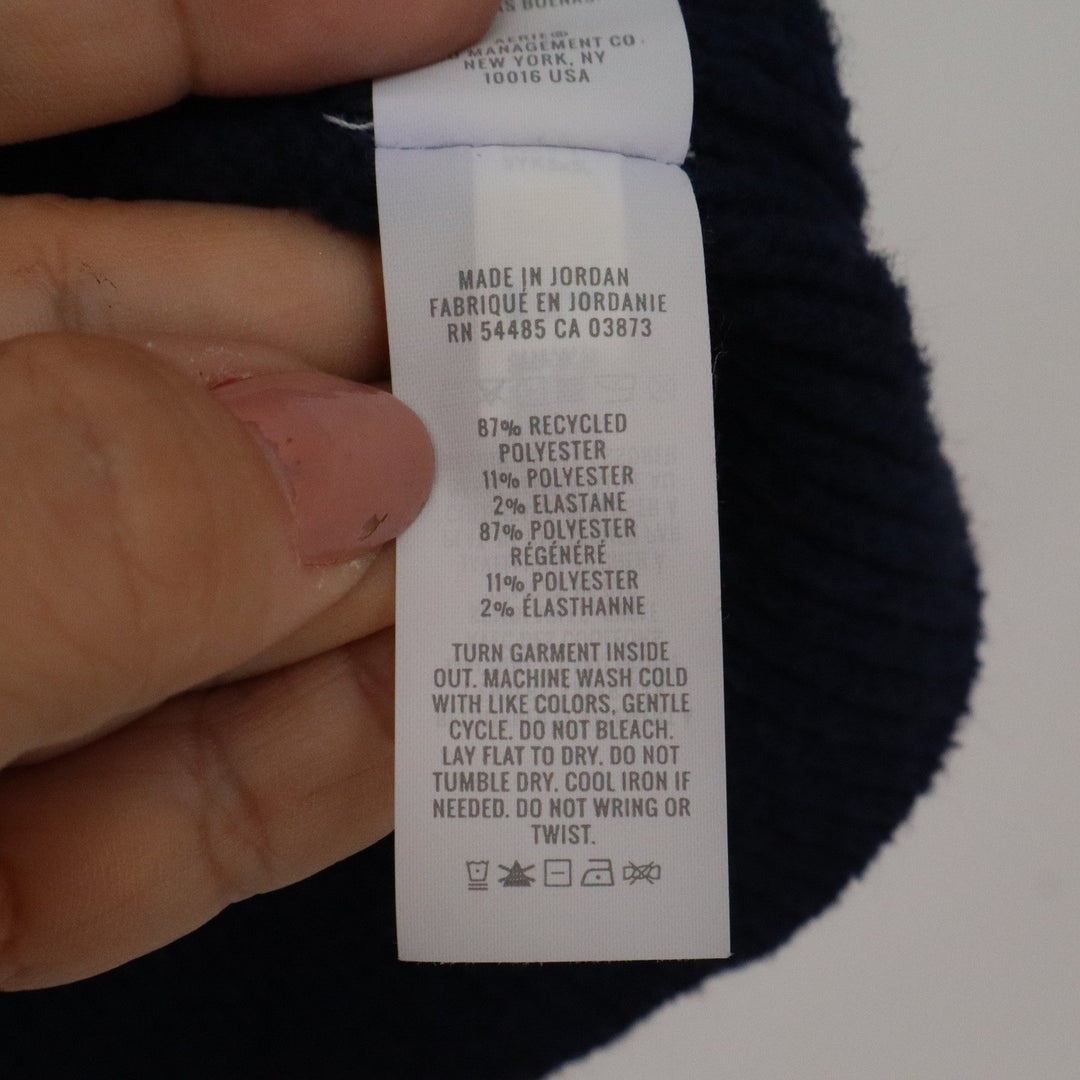 Aerie Navy Blue White Striped Polo V-Neck Sweater Small S Nautical Relaxed Fit