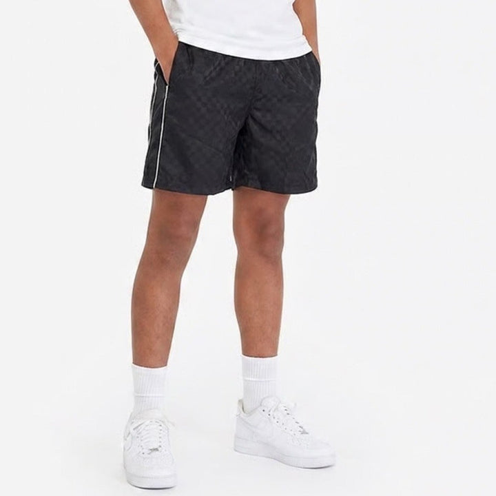 DSG Boys SP22 Woven Soccer Shorts Black Checkered Size Large 14-16 NWT
