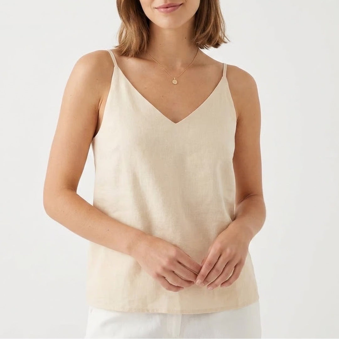 Shui Yun Jian Cream V-Neck Spaghetti Strap Camisole Top Size M