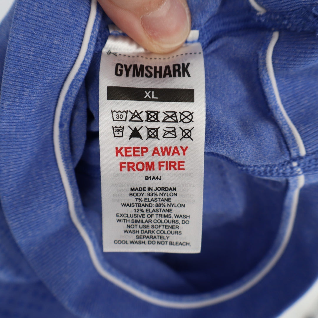 Gymshark Vital Shorts Womens XL Blue Stretch Polka Dots High Rise Elastic Waist