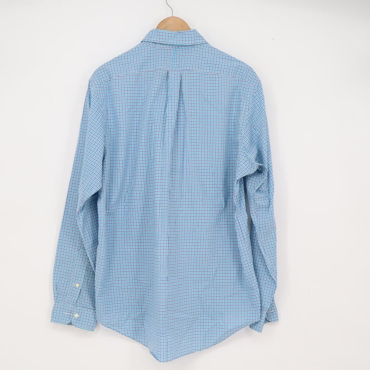 Ralph Lauren Shirt Mens L Gingham Blue Turquoise Button-Down Long Sleeve
