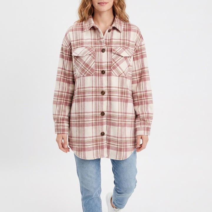 Love Tree Flannel Shirt Womens L Multi Plaid Long Sleeve Spread Collar Button Up