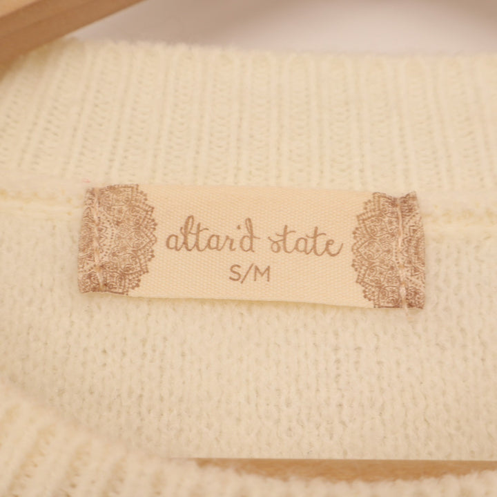 Altar'd State Sweater Womens S/M Cream Tan Tight Knit Acrylic Oversized Fit