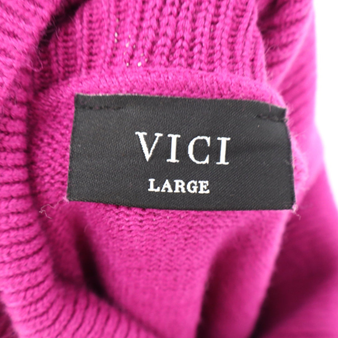 VICI Magenta Mock Neck Relaxed Knit Sweater L