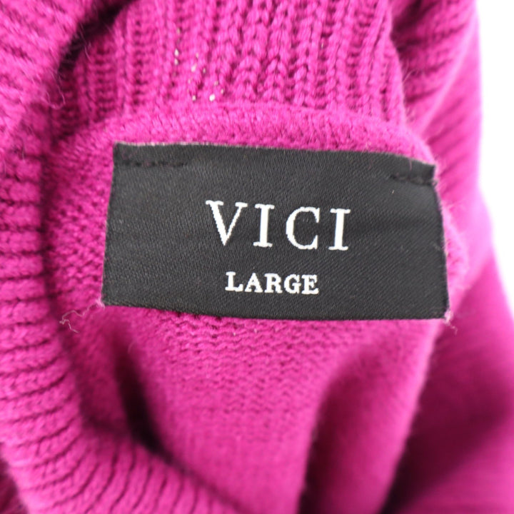 VICI Magenta Mock Neck Relaxed Knit Sweater L