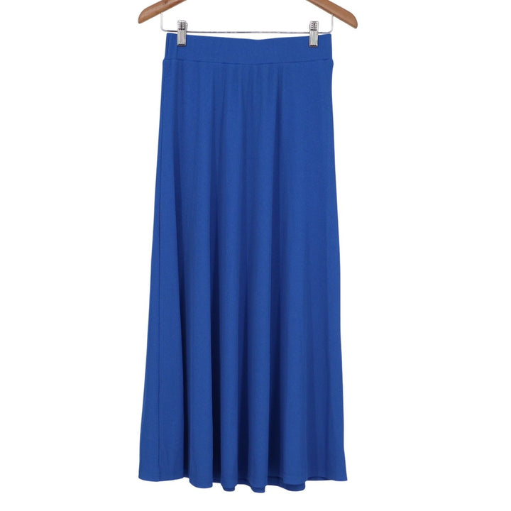 Unbranded Royal Blue Ribbed Knit Maxi Skirt High Waisted Flowy Size S