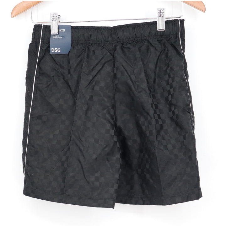 DSG Boys Black Woven Soccer Shorts Checkerboard Piping Size L 14-16