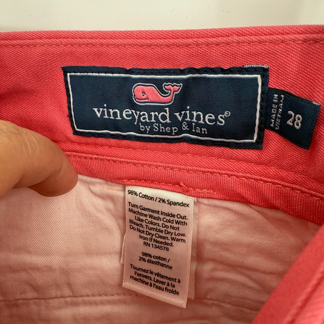Vineyard Vines Chino Shorts Womens 28 Coral Red Cotton Stretch Outdoor Logo