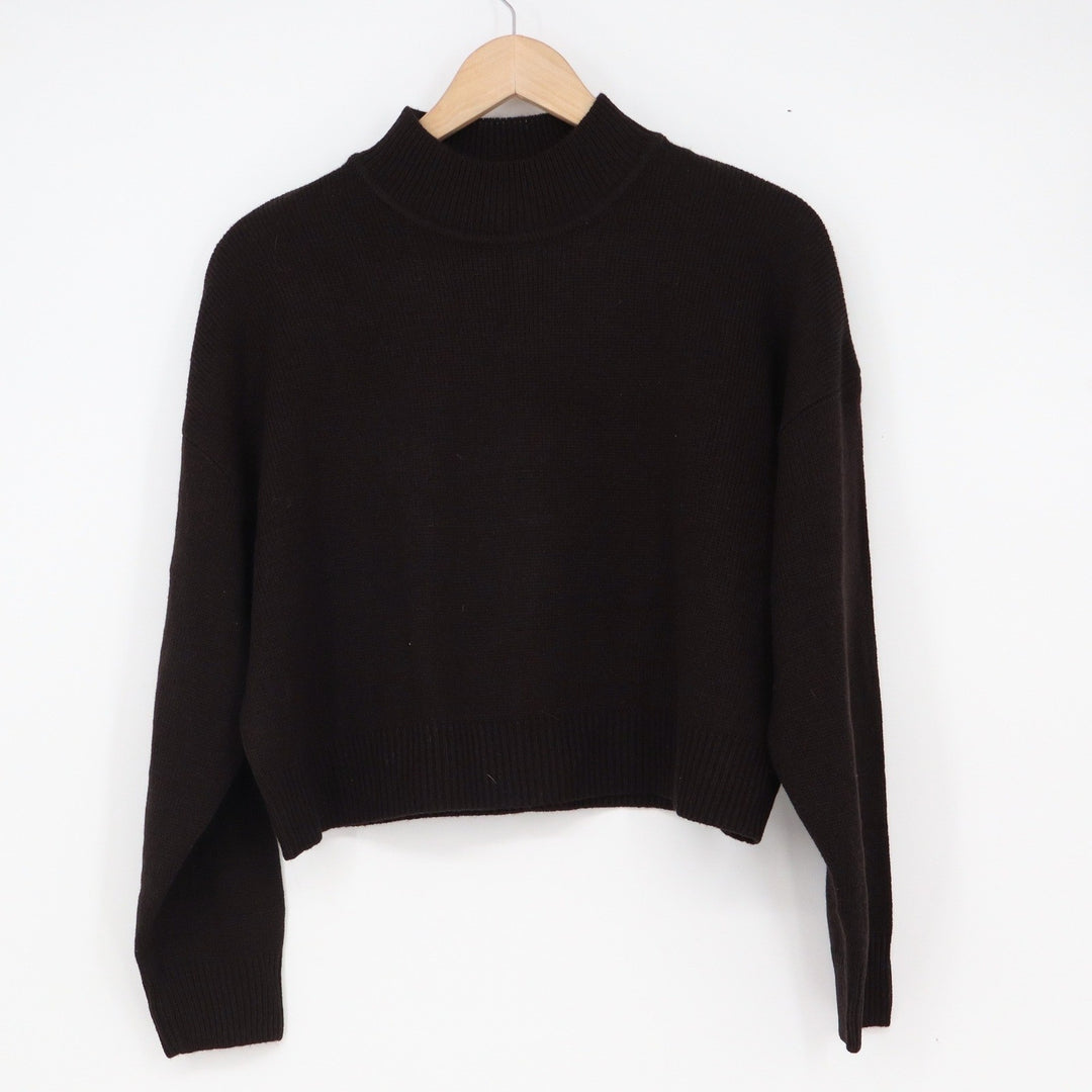H&M Divided Black Mock Neck Cropped Knit Sweater Womens Medium