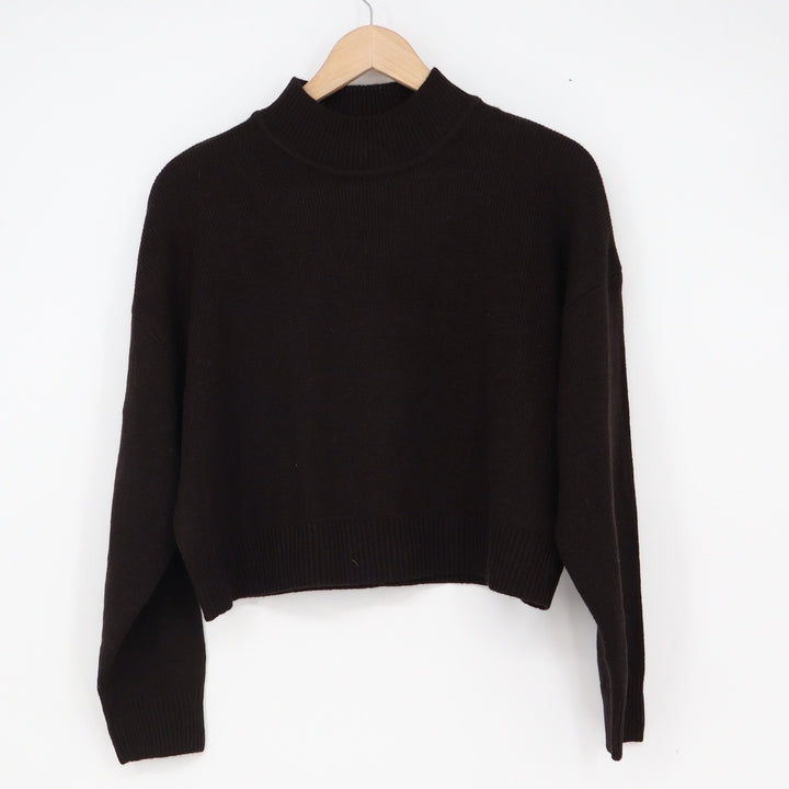 H&M Divided Black Mock Neck Cropped Knit Sweater Womens Medium