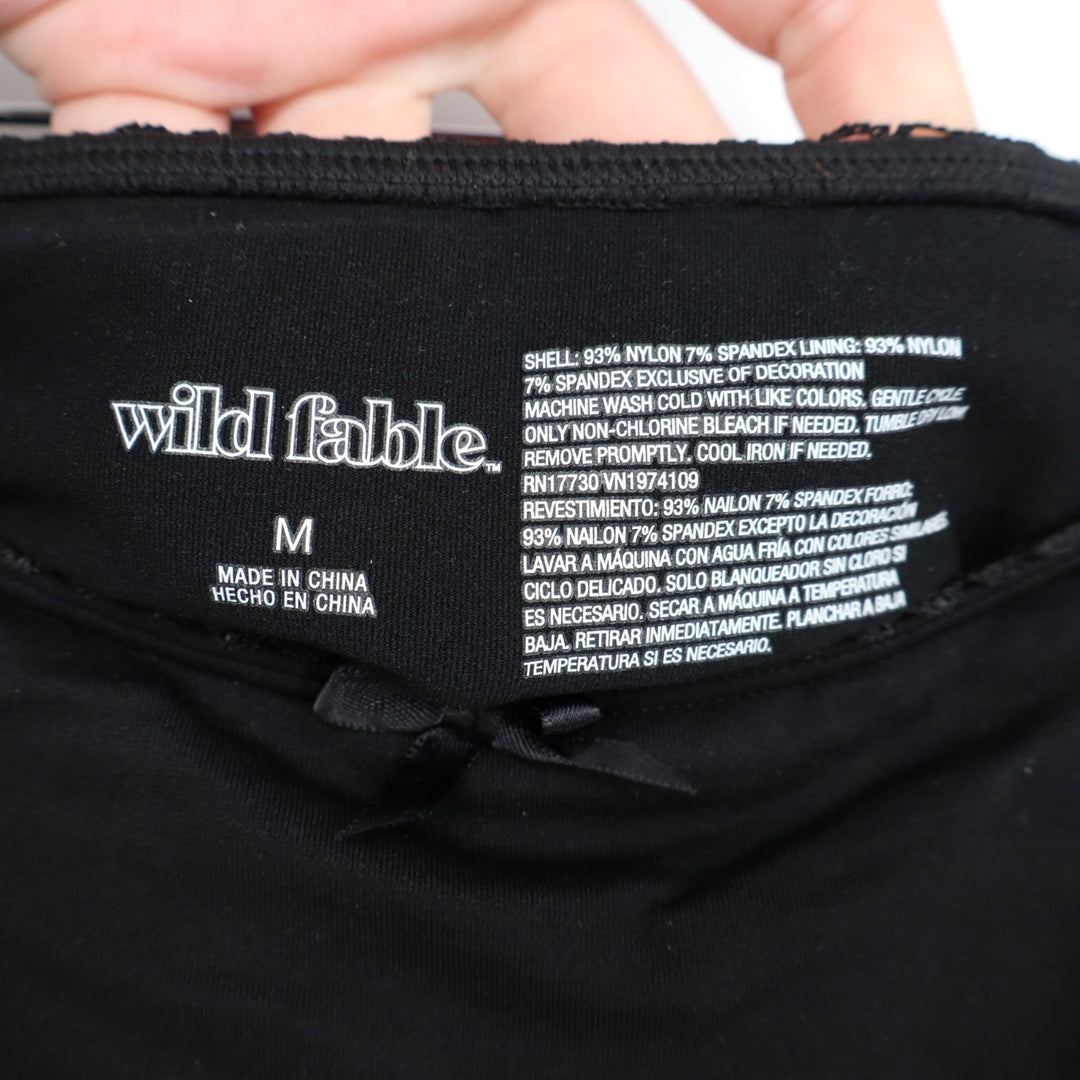 Wild Fable Seamless Mini Skort Women's Medium Black Stretch Nylon Lace Trim