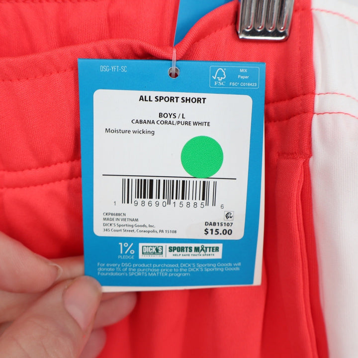 DSG Boys All Sport Shorts Cabana Coral White L 14-16