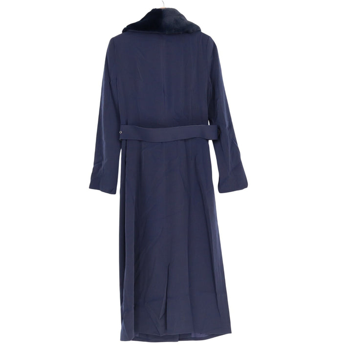 Naked Wardrobe The Statement Trench Coat Womens M Navy Stretch Fur Shawl Collar