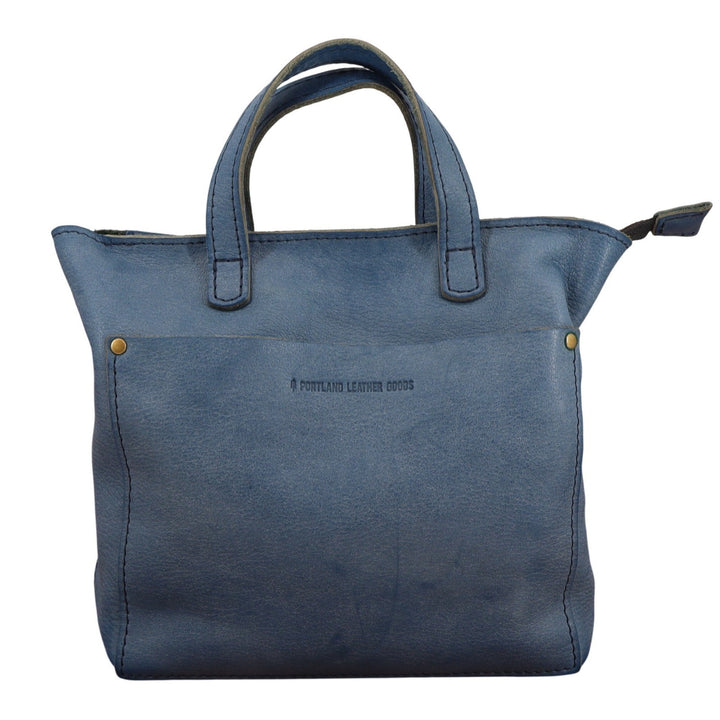 Portland Leather Goods Blue Mini Crossbody Tote Bag Full Grain Leather