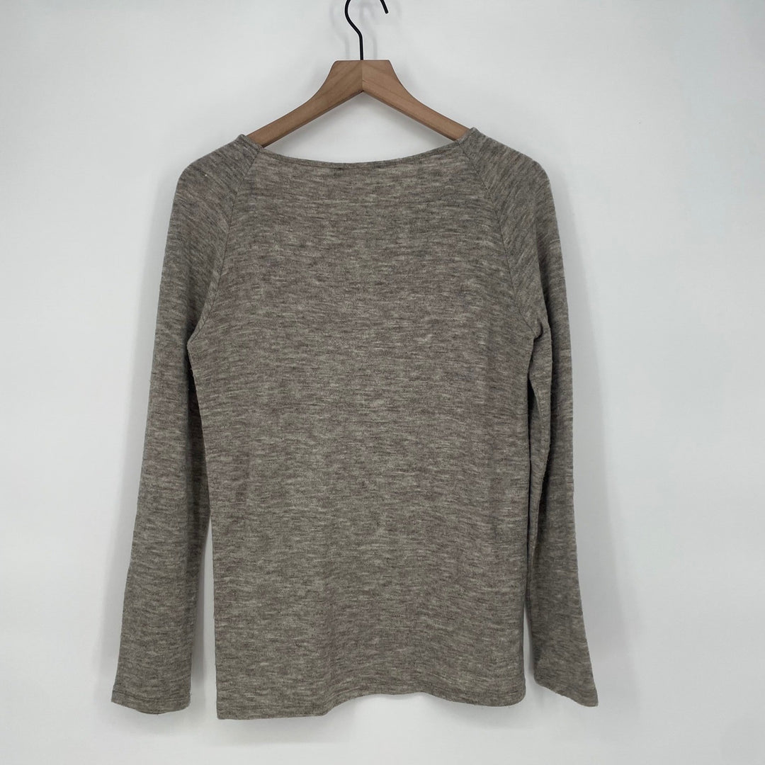 THML Cream & Gray Color Block Long Sleeve Top Shirt Womens Size Medium